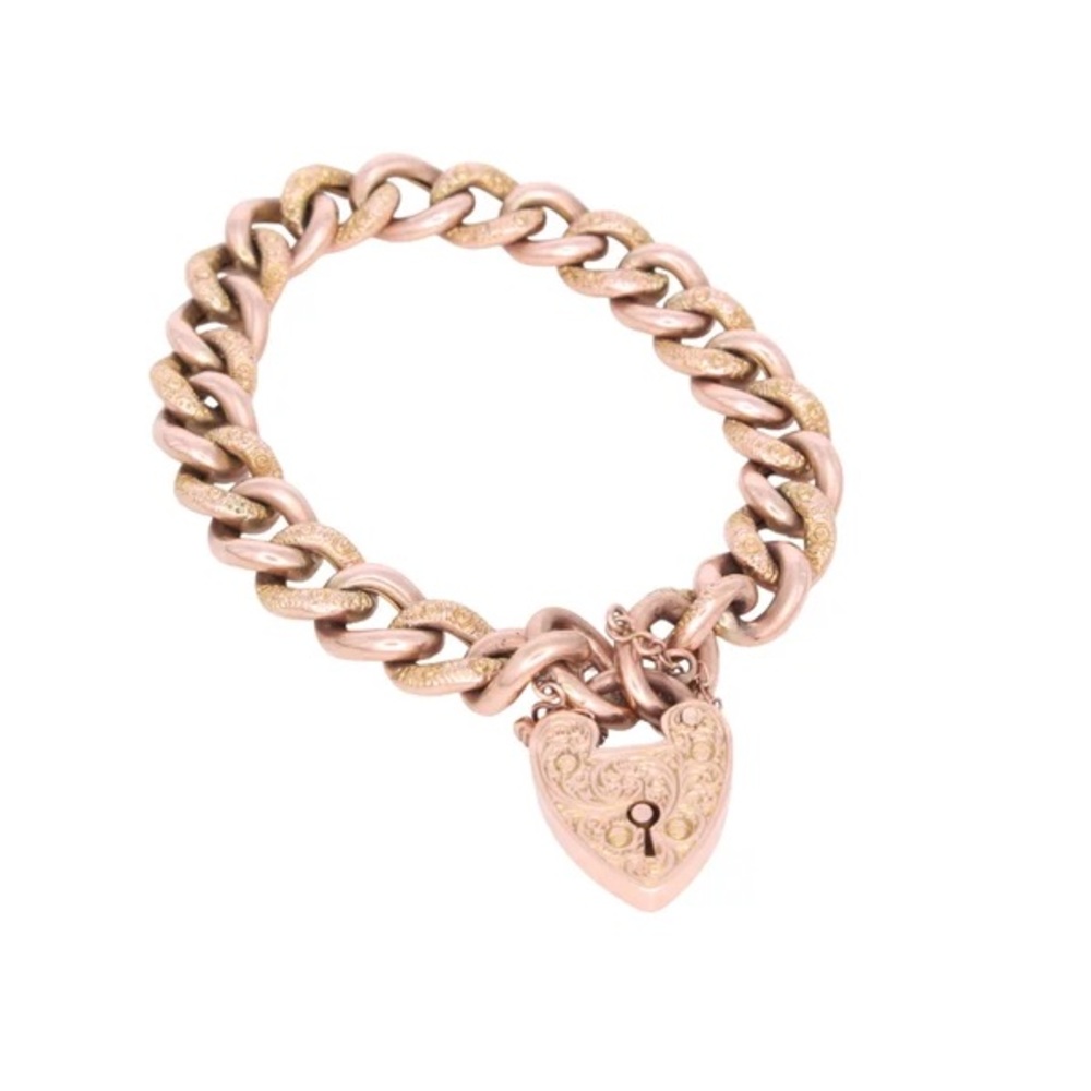 English Antique Heart Rose Gold Bracelet